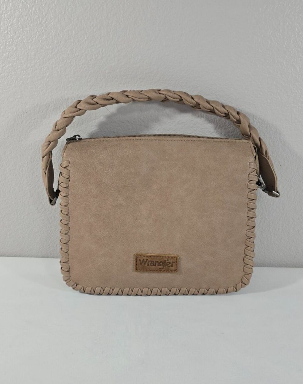 Wrangler Whipstitch Adjustable Crossbody Khaki Leather Western EXCELLENT